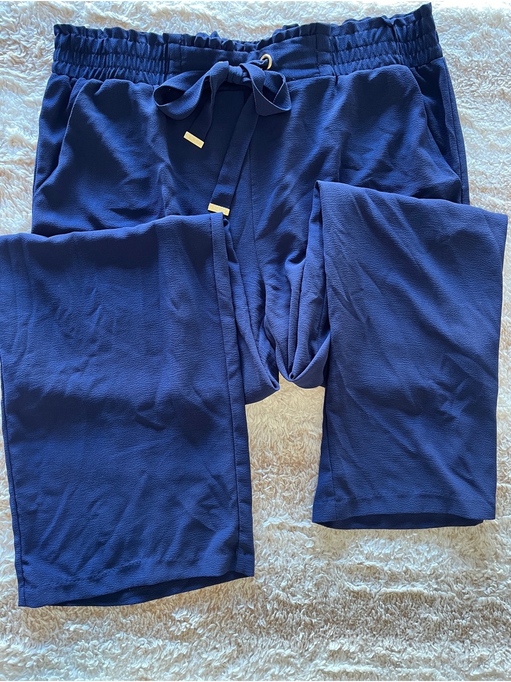 Michael Kors Deep Navy Wide-Leg Drawstring Pants